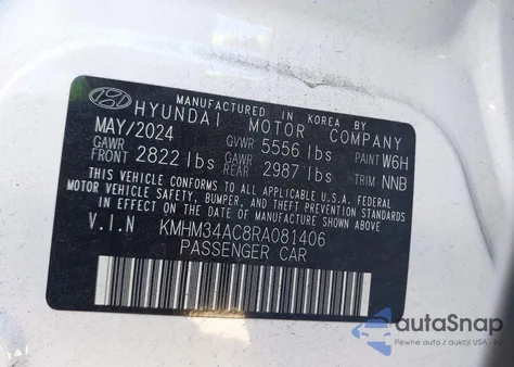 2024 Hyundai Ioniq 6 Sel from USA, damaged, VIN KMHM34AC8RA081406